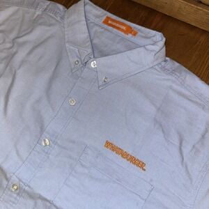 Whataburger‎ NWOT Uniform Manager Blue White Striped Button Down Shirt Size L